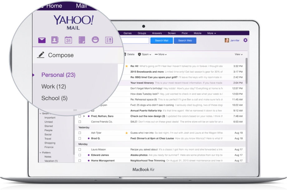 screenshot of Yahoo Mail